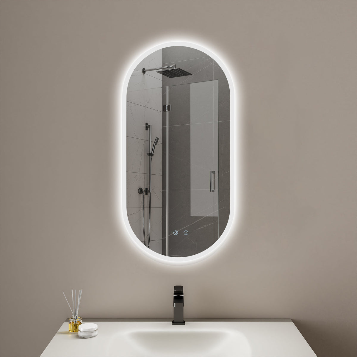 Capsule LED Oval Backlit Mirror 450 x 900mm