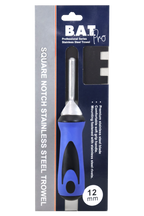 BAT Bright Steel Square Notch Trowel - Soft Grip