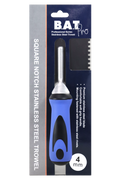 BAT Bright Steel Square Notch Trowel - Soft Grip