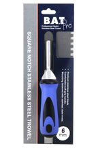 BAT Bright Steel Square Notch Trowel - Soft Grip
