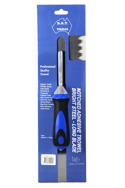 BAT Bright Steel Long Blade Trowel - Soft Grip