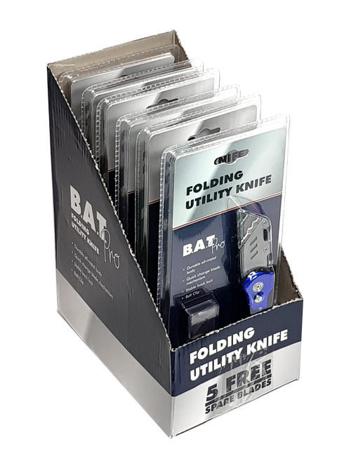 BAT Pro Folding Utility Knife with 5 blades - 6 Pack Counter Display