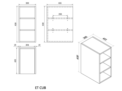 Malaga Dark Oak Cubby Cabinet 300mm