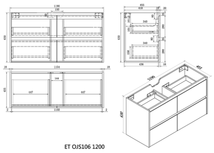 Malaga Antico Oak Wall Hung Vanity