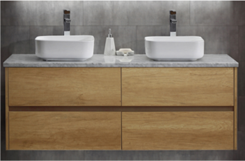 Malaga All-in-One Vanity Package with Stone Top, Antico Oak