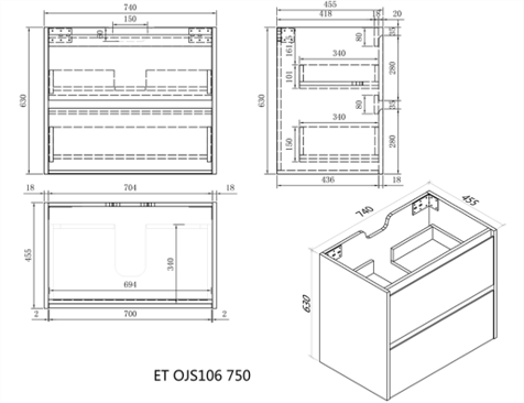 Malaga Matt White Wall Hung Vanity