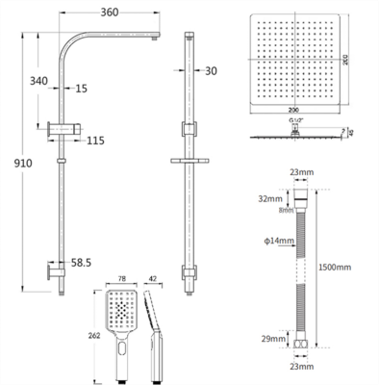 Celine Twin Rail Shower