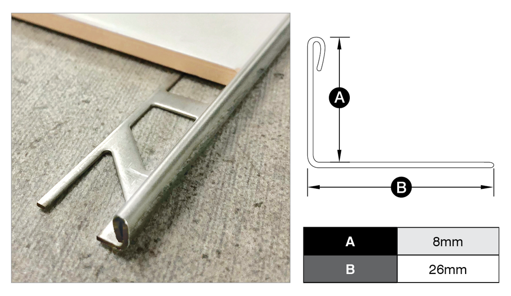L Shape S/Steel 304 Trim – 3m Lengths – product image 3