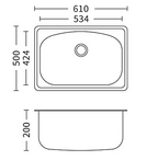 Caden Single Bowl Sink 610mm