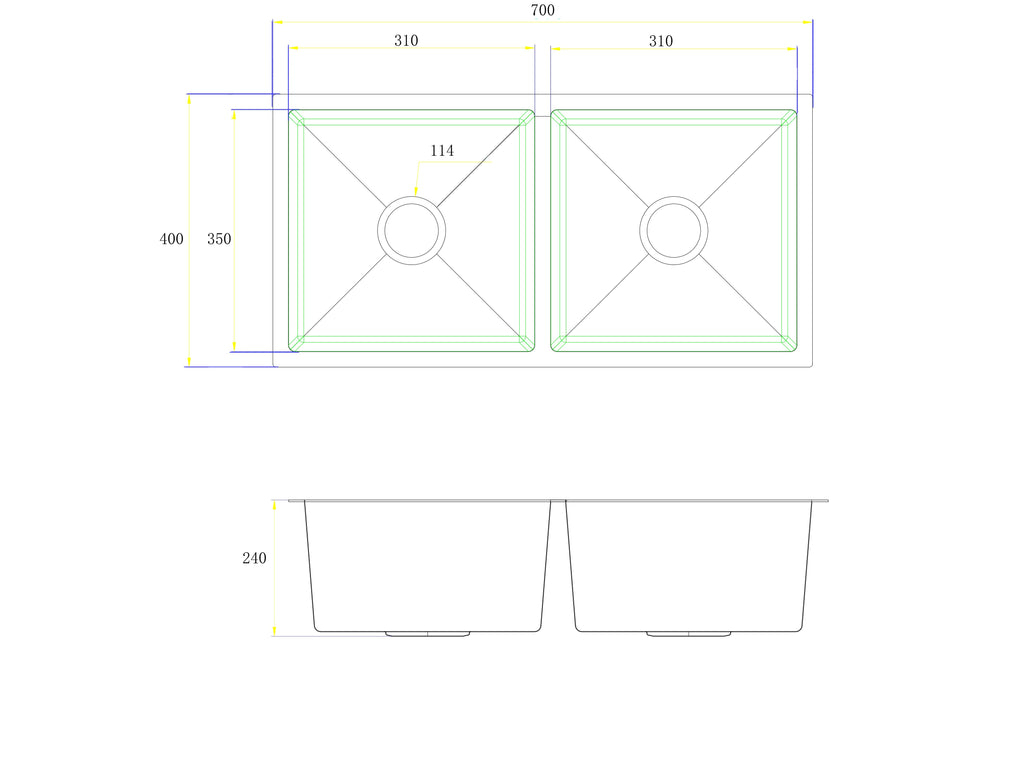 Callan Double Bowl Sink 700mm