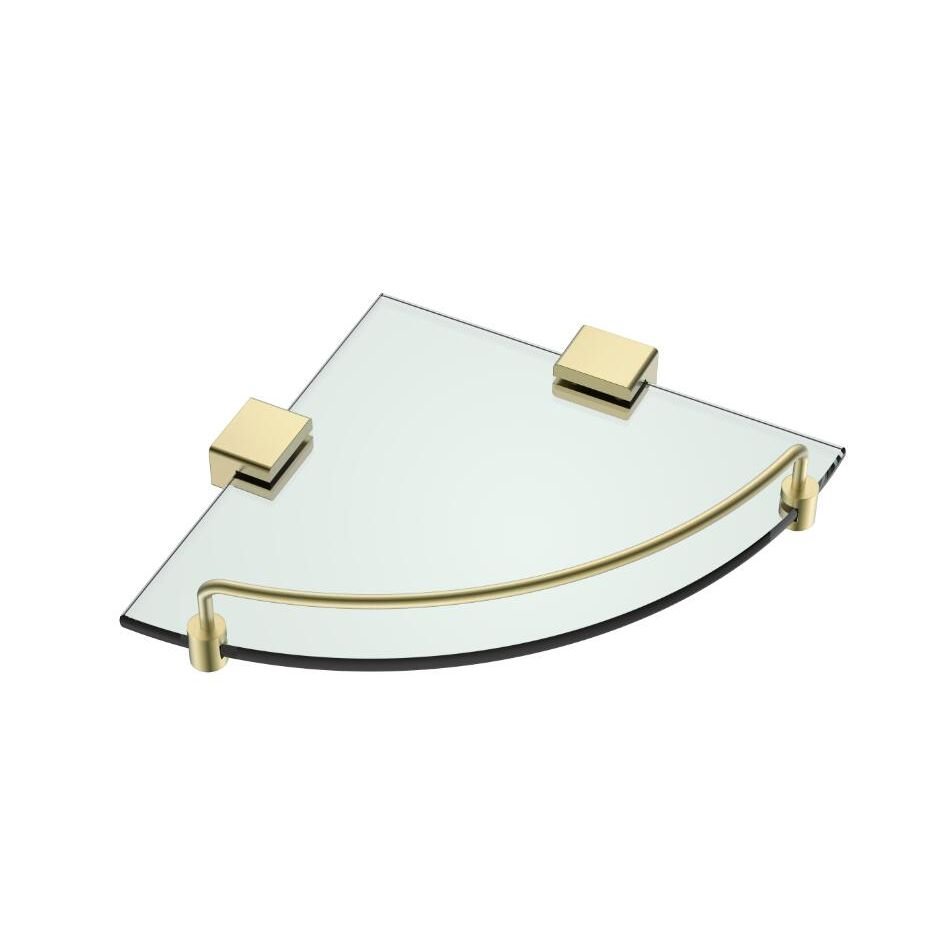 MELA Corner Glass Shelf — Brushed Brass (ACC.CGS.001.BB)