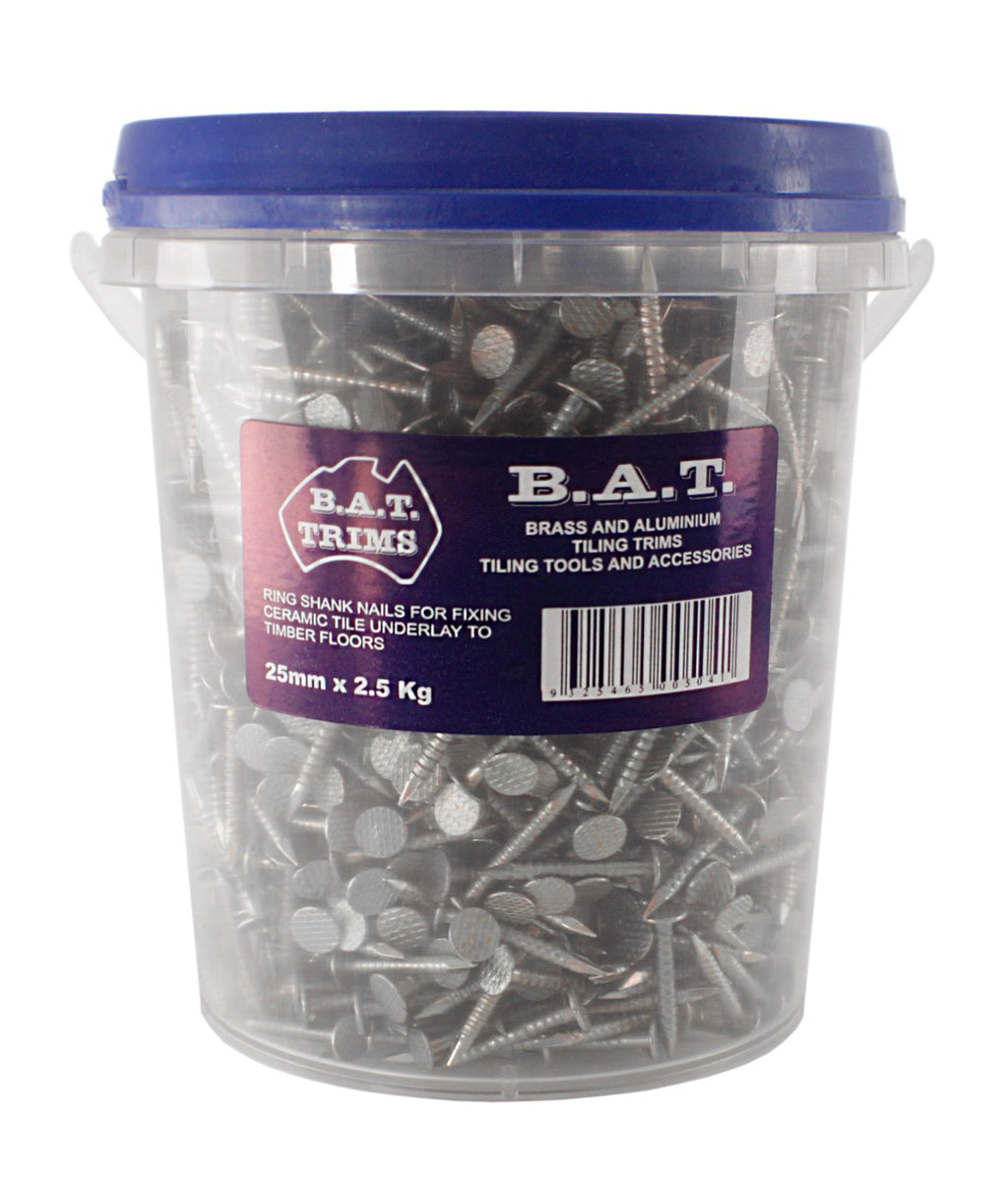 BAT Ring Shank Nails 25mm - Bucket