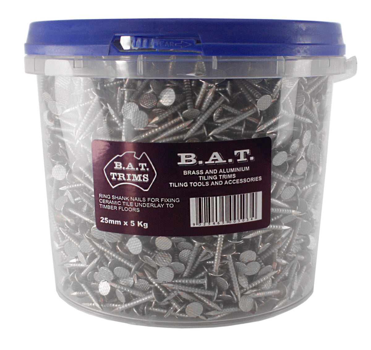BAT Ring Shank Nails 25mm - Bucket