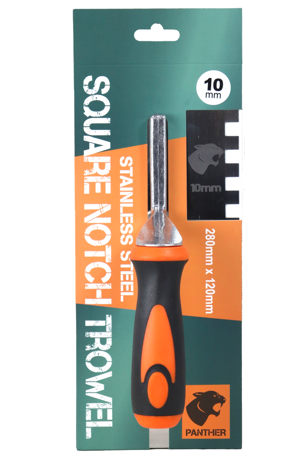 Panther Stainless Steel Square Notch Trowel - Soft Grip