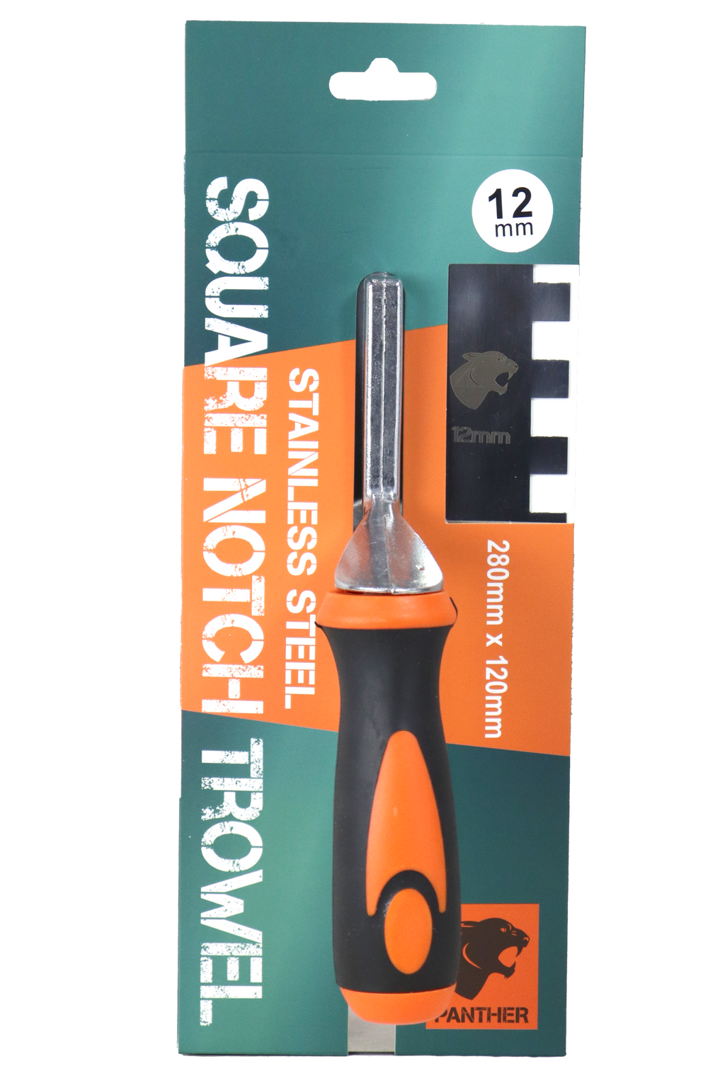 Panther Stainless Steel Square Notch Trowel - Soft Grip