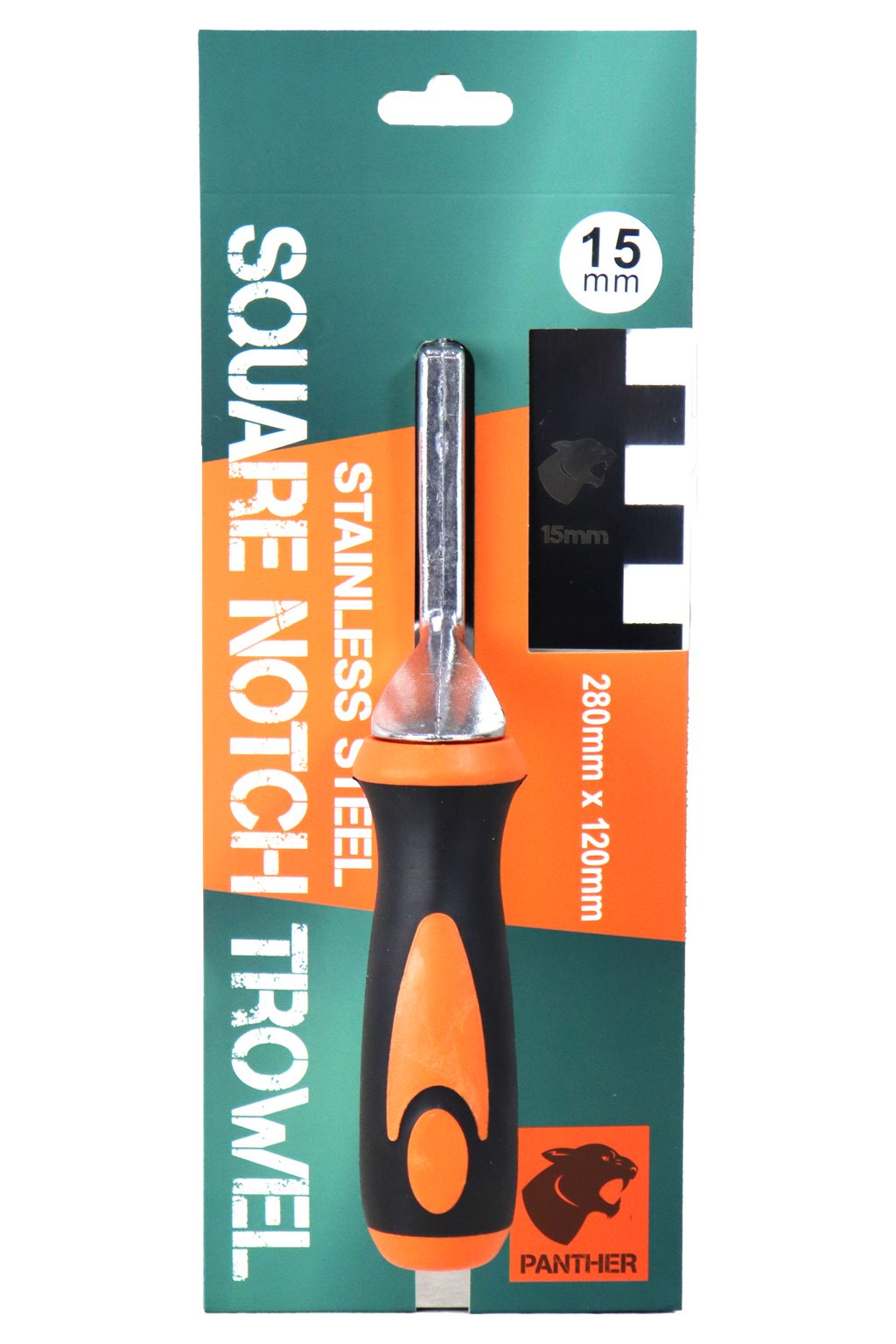 Panther Stainless Steel Square Notch Trowel - Soft Grip