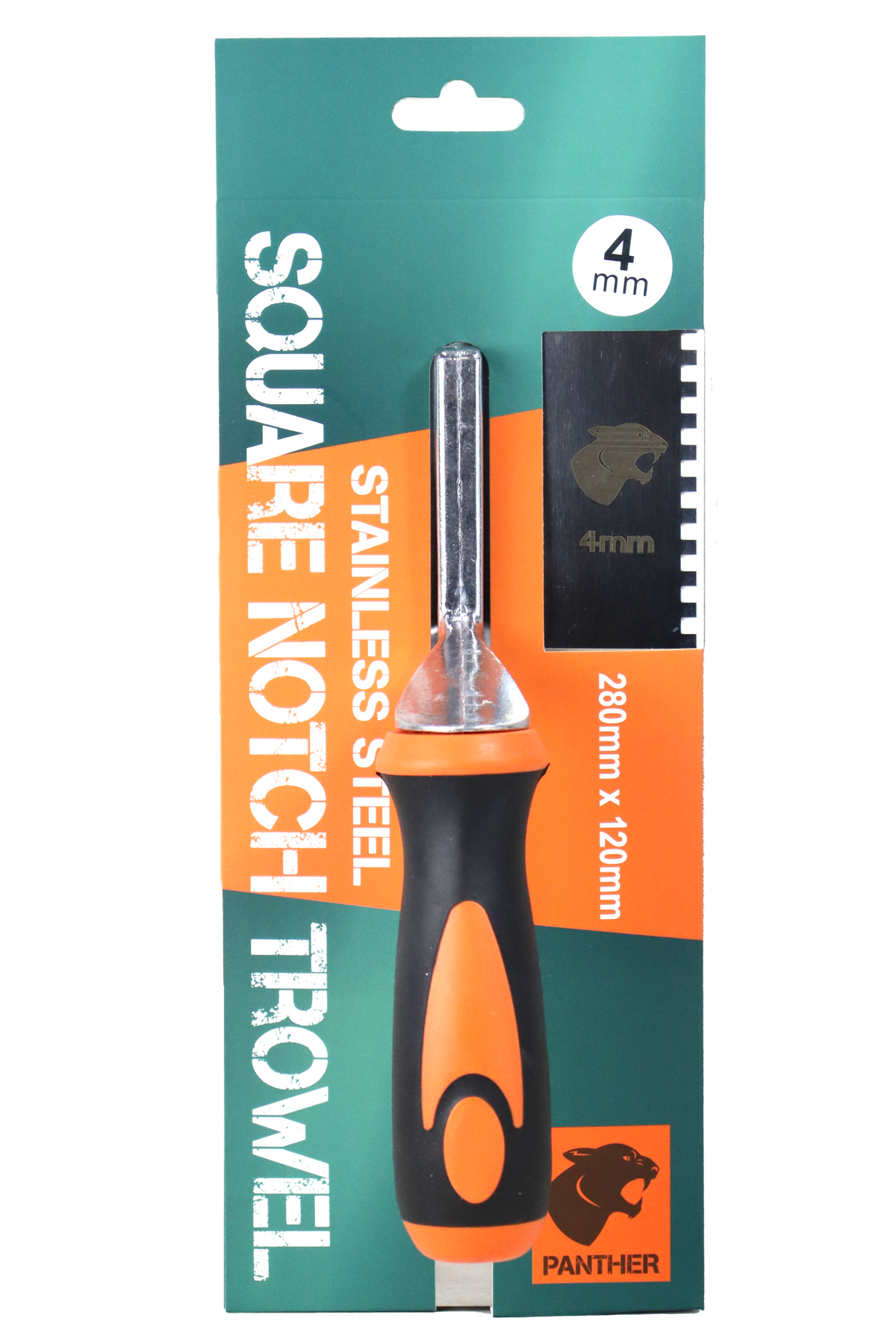 Panther Stainless Steel Square Notch Trowel - Soft Grip