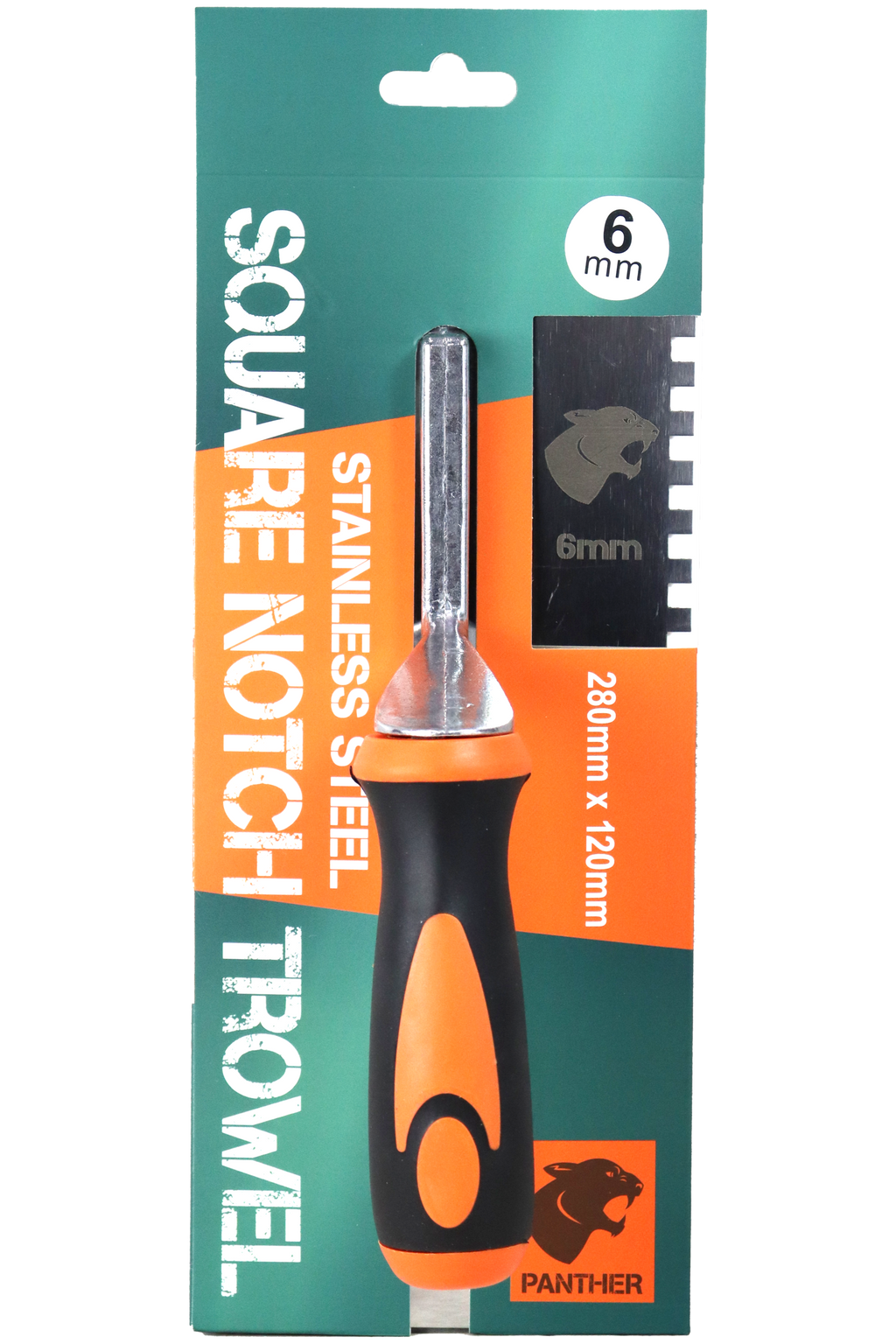 Panther Stainless Steel Square Notch Trowel - Soft Grip