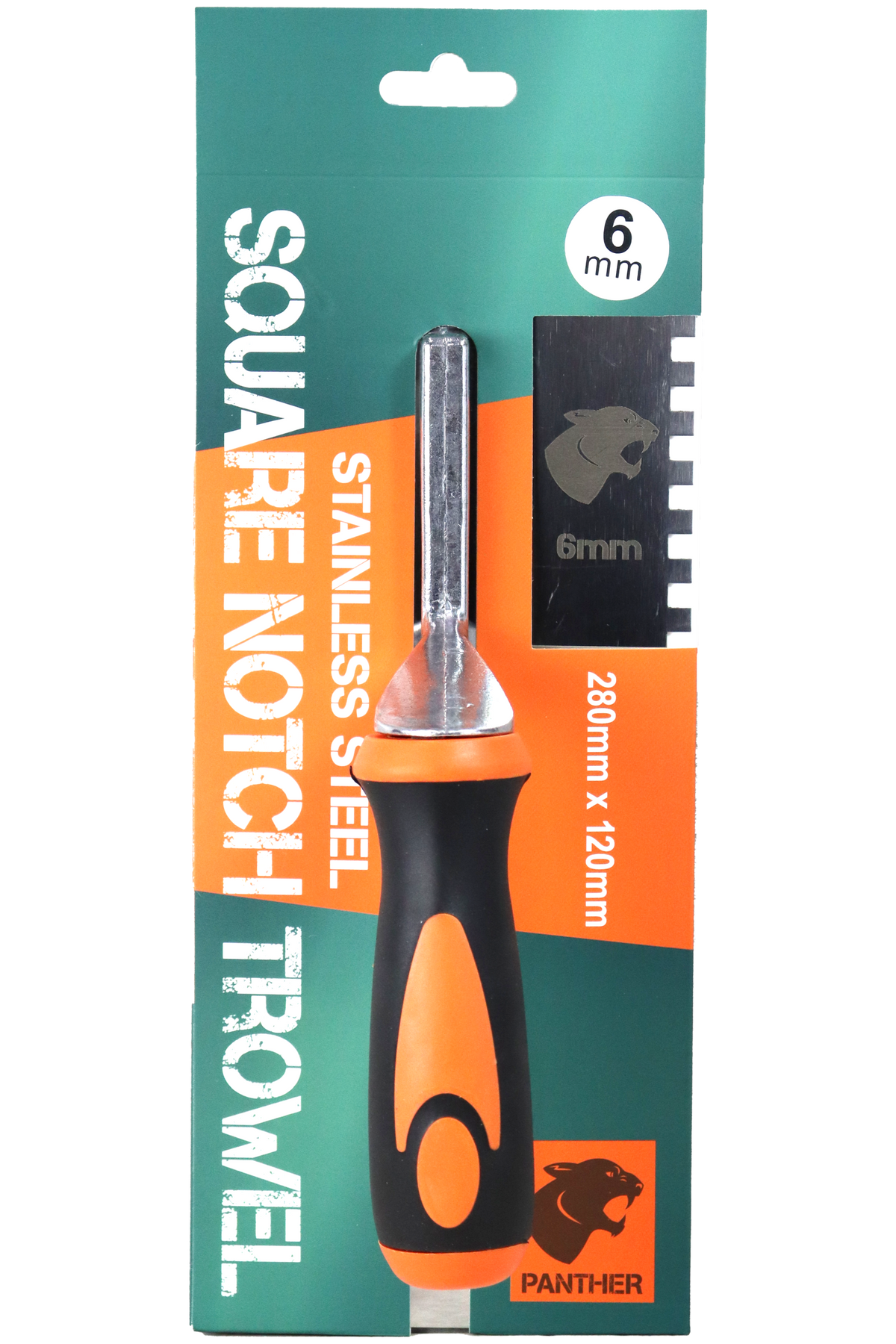 Panther Stainless Steel Square Notch Trowel - Soft Grip