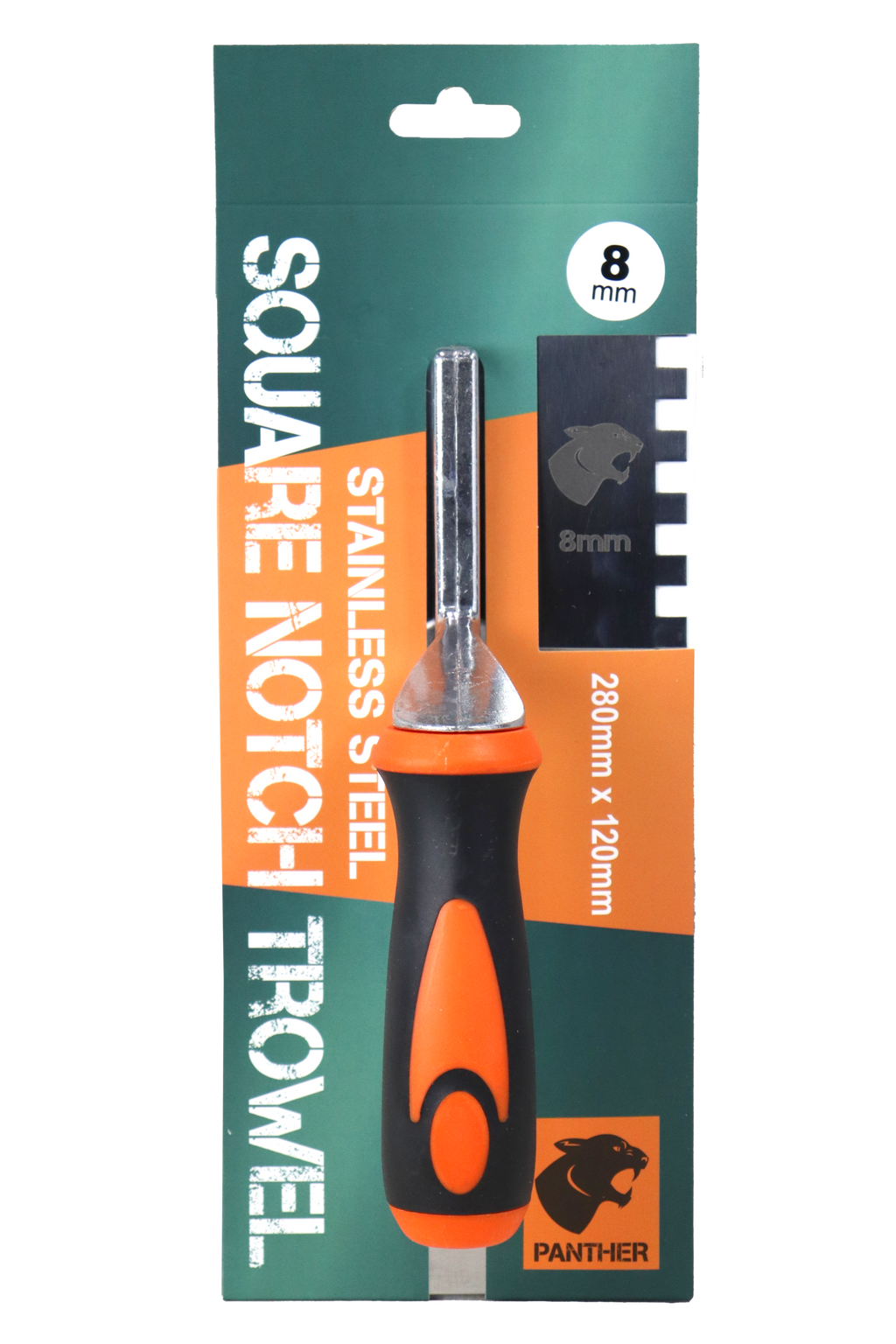 Panther Stainless Steel Square Notch Trowel - Soft Grip