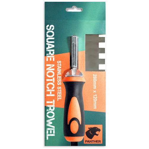 Panther 12 mm square notch trowel in retail card