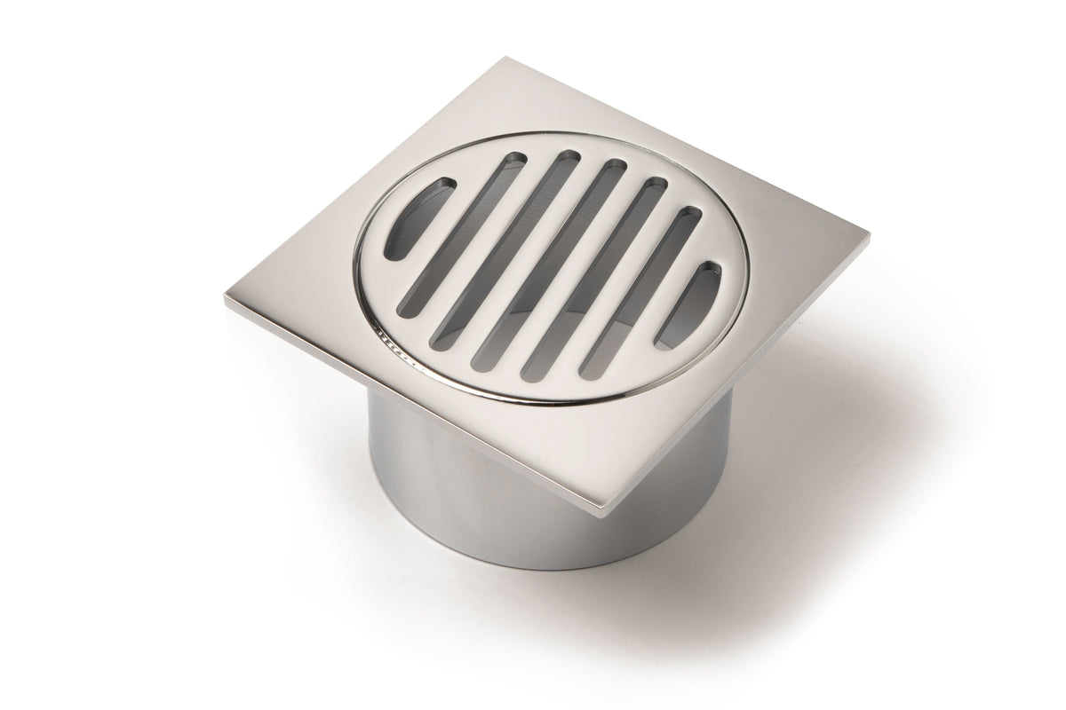Square Grate Floor Waste – 80mm Outlet (long collar)
