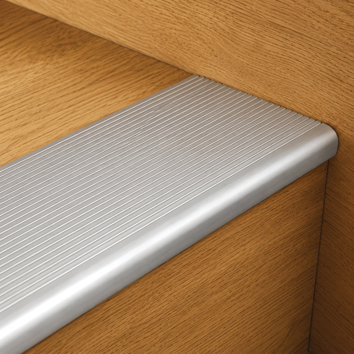 Aluminium Stair Trim with Grooves (Matte Silver) – 50mm x 10mm x 2.5m – product image 2