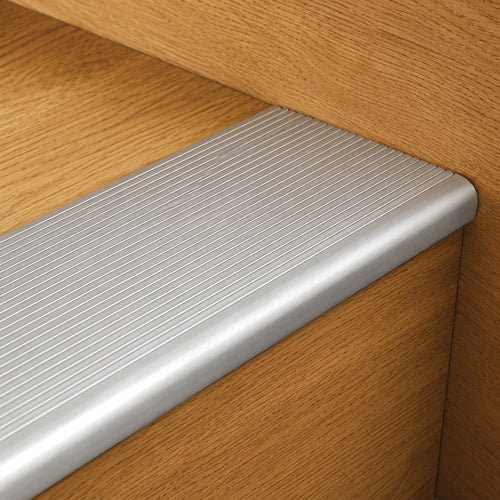 Aluminium Stair Trim with Grooves (Matte Silver) – 50mm x 10mm x 2.5m – product image 2