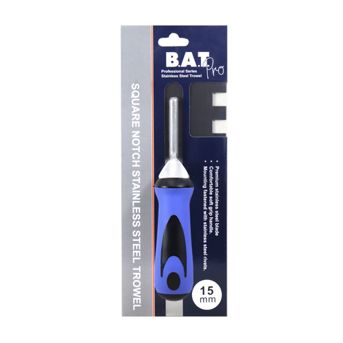 BAT Pro square notch stainless steel trowel