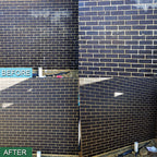 Brick wall with mortar residue before and after cleaning with BAT SynSafe Acid