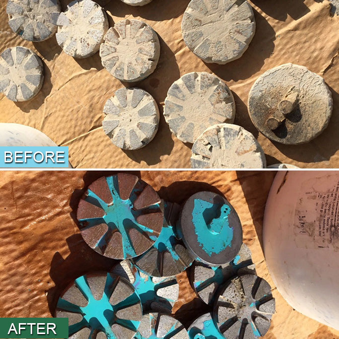 Diamond tooling before and after cleaning with BAT SynSafe Acid