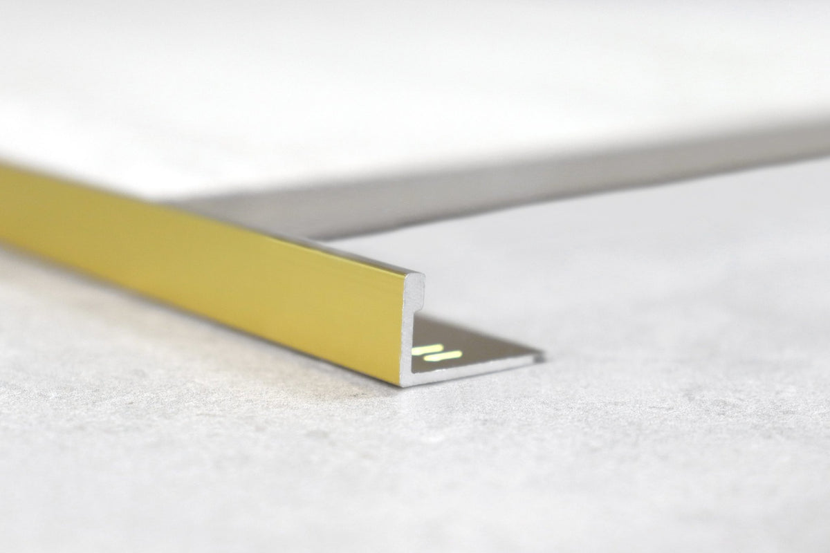 BAT Trims Aluminium Tiling Angle in gold finish – tile trim photo
