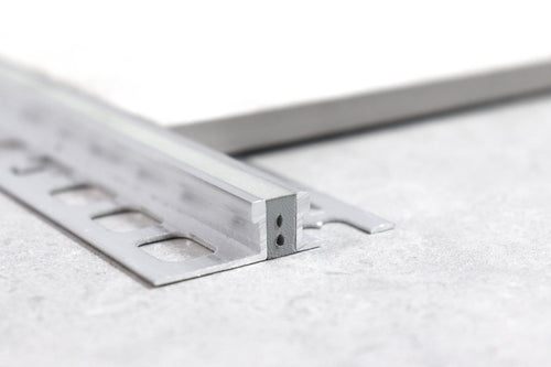 BAT Trims BATEX Expansion Joint Aluminium with grey insert – tile trim photo