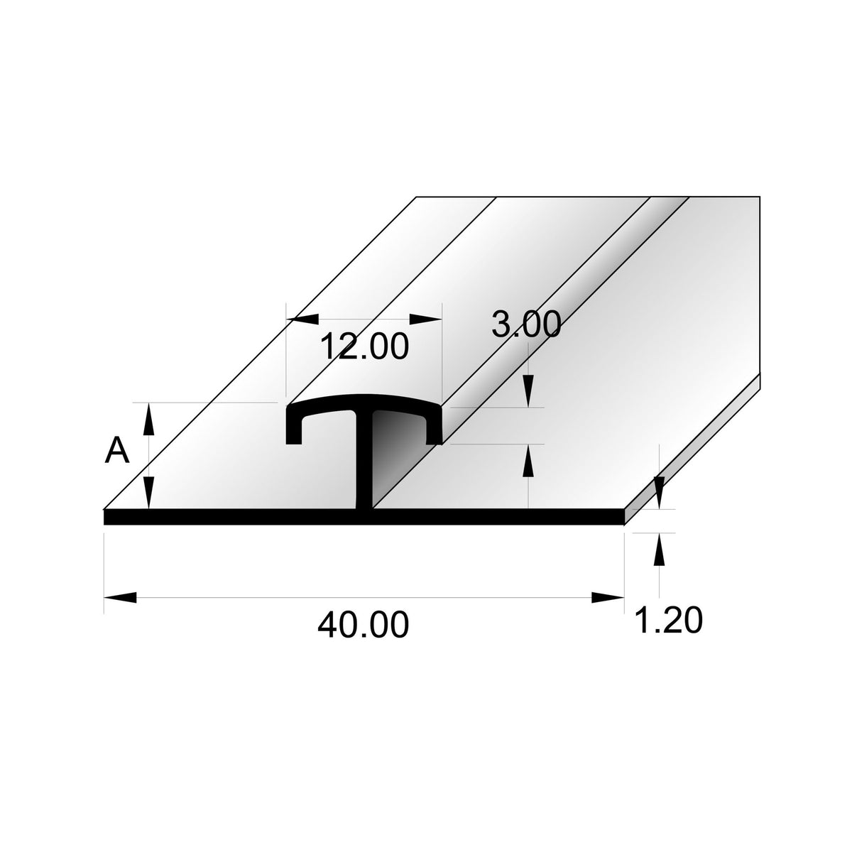BAT Trims Border Trim profile drawing with dimensions
