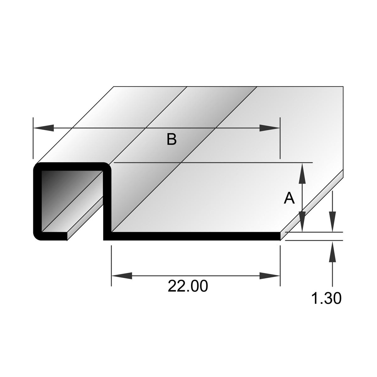 BAT Trims Square Corner Angle profile drawing with dimensions