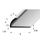 BAT Trims Half Round Tile Trim Aluminium profile drawing with dimensions