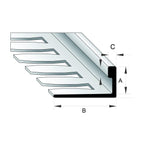 BAT Trims Notched Aluminium Tiling Angle profile drawing with dimensions