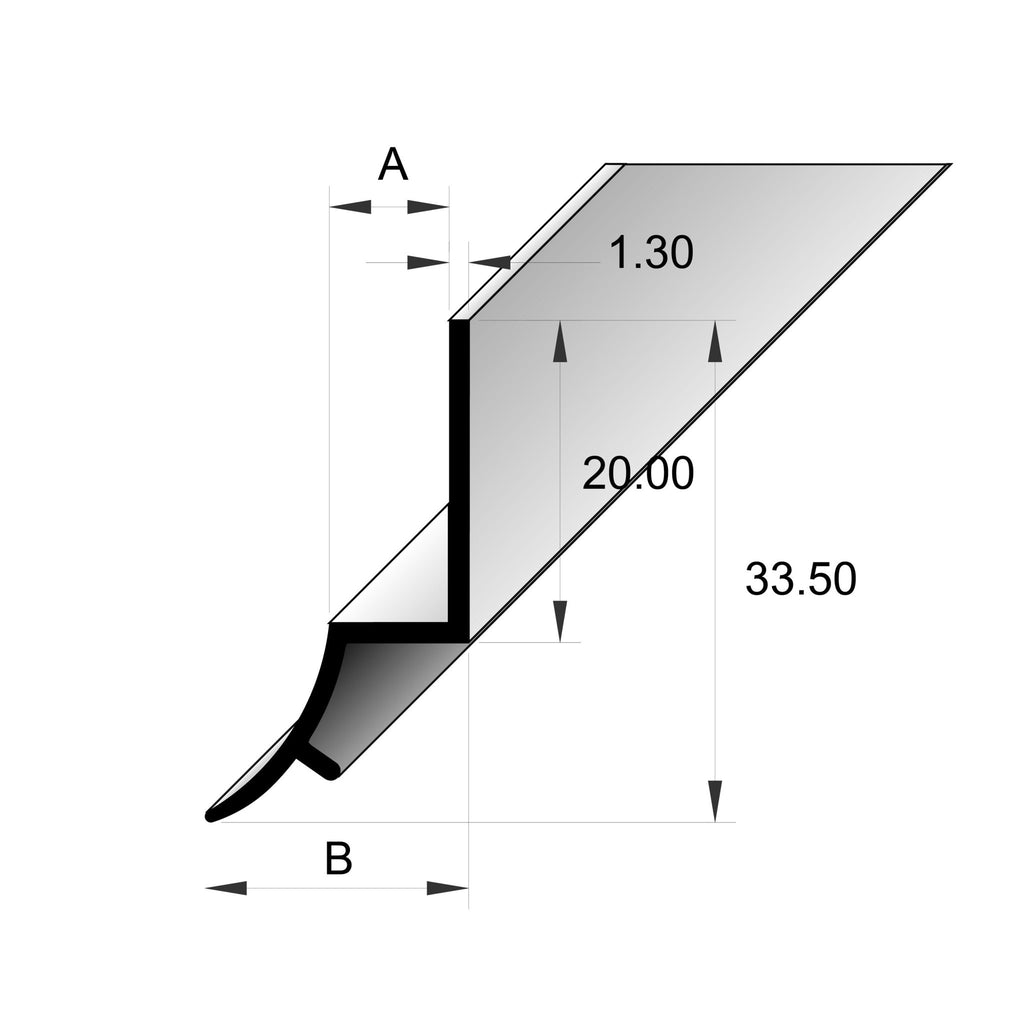 BAT Trims Splash Trim profile drawing with dimensions