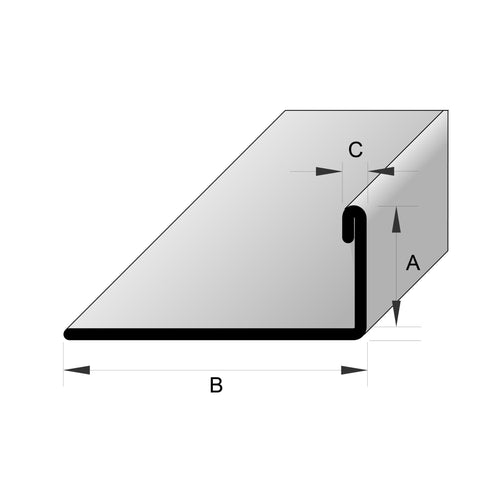BAT Trims Stainless Steel Tiling Angle 304 profile drawing with dimensions
