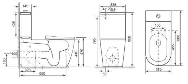 Edna Care Toilet Suite dimensions