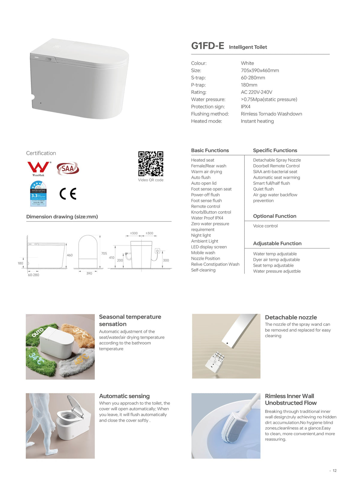 Crystal Prime Smart Toilet Suite features
