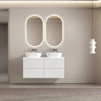 MELA BRITTANY 1200 Fluted Wall Hung Vanity with 4 Drawers in Matt White, view 2