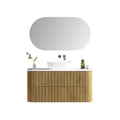 MELA BRITTANY 1200 Oak Fluted Curved Wall Hung Vanity with 2 Drawers