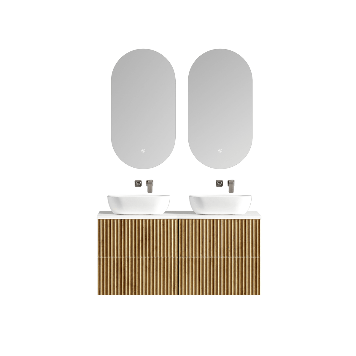 MELA BRITTANY 1200 Fluted Wall Hung Vanity with 4 Drawers in Oak