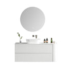 MELA BRITTANY 1350 Fluted One Side Curved Wall Hung Vanity with 2 Drawers in Matt White, view 3