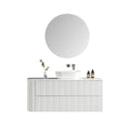MELA BRITTANY 1350 Fluted One Side Curved Wall Hung Vanity with 2 Drawers in Matt White