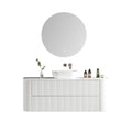 MELA BRITTANY 1500 Fluted Curved Wall Hung Vanity with 2 Drawers in Matt White