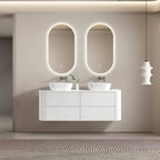 MELA BRITTANY 1500 Fluted Curved Wall Hung Vanity with 4 Drawers in Matt White, view 2