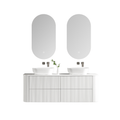 MELA BRITTANY 1500 Fluted Curved Wall Hung Vanity with 4 Drawers in Matt White