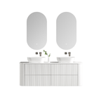 MELA BRITTANY 1500 Fluted Curved Wall Hung Vanity with 4 Drawers in Matt White